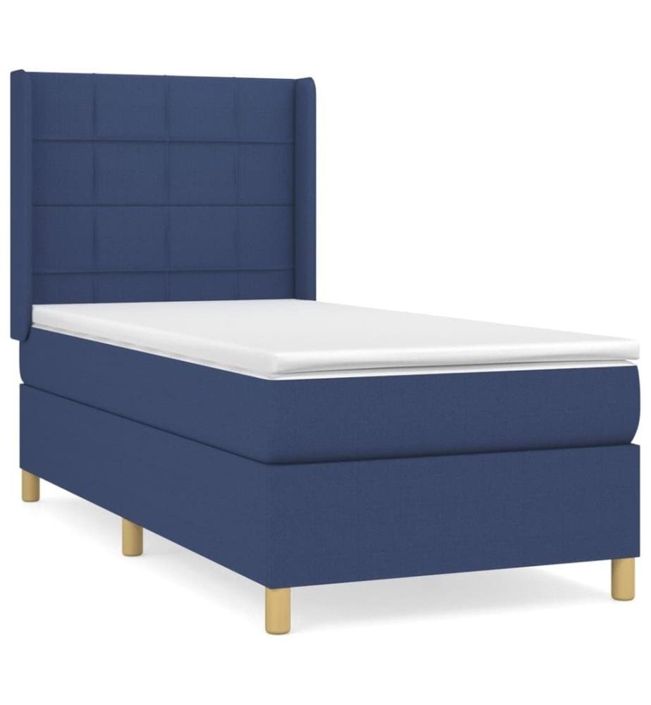 Lit à sommier tapissier avec matelas Bleu 90x190 cm Tissu