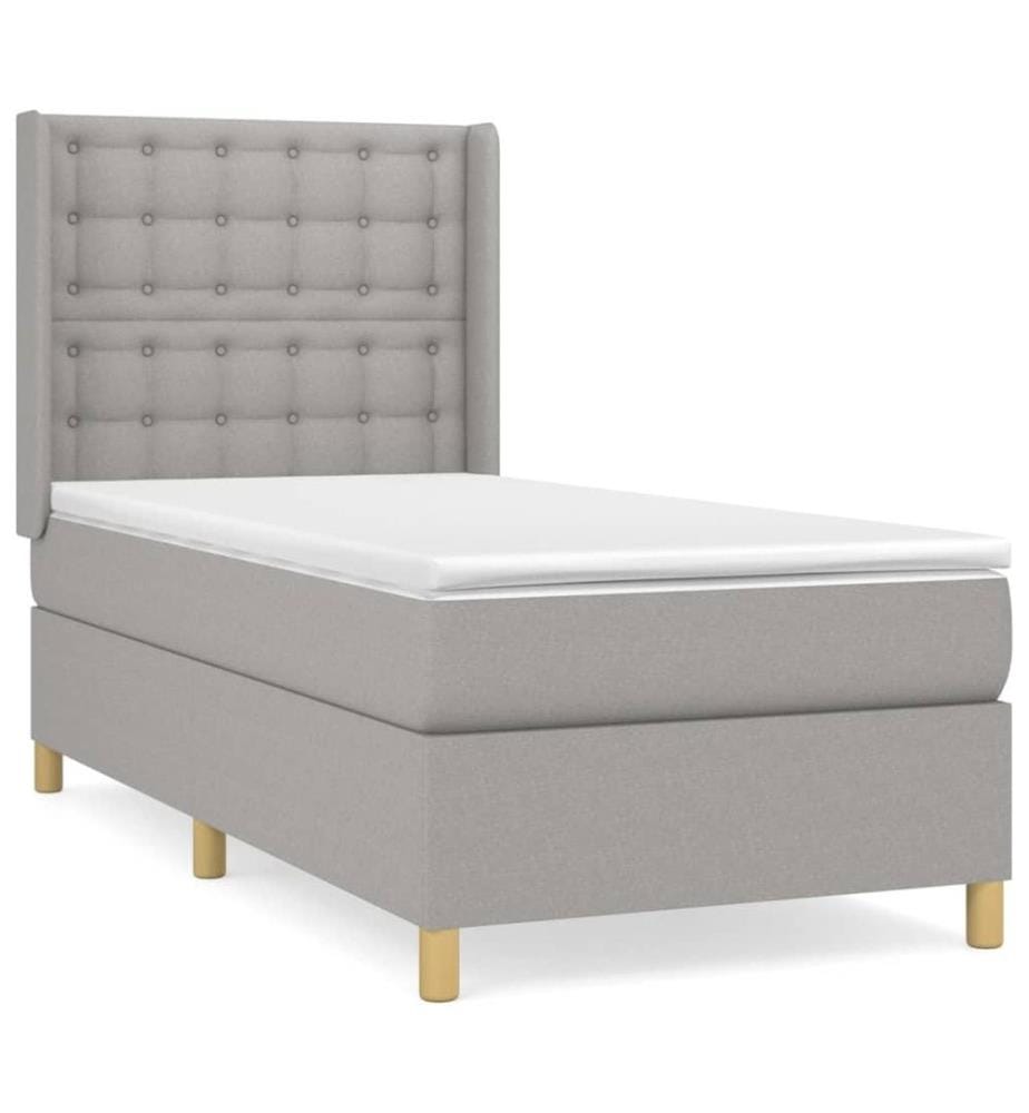 Boxspringbett mit Matratze Hellgrau 90x190 cm Stoff