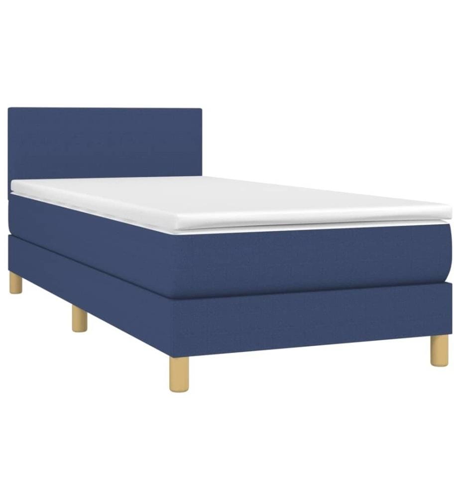 Sommier tapissier avec matelas et LED Bleu 80x200cm Tissu