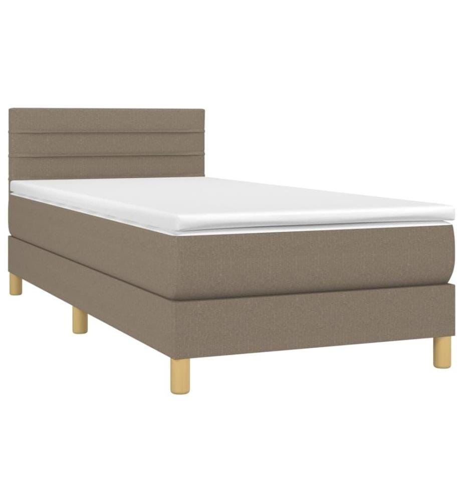 Sommier tapissier avec matelas et LED Taupe 80x200cm Tissu