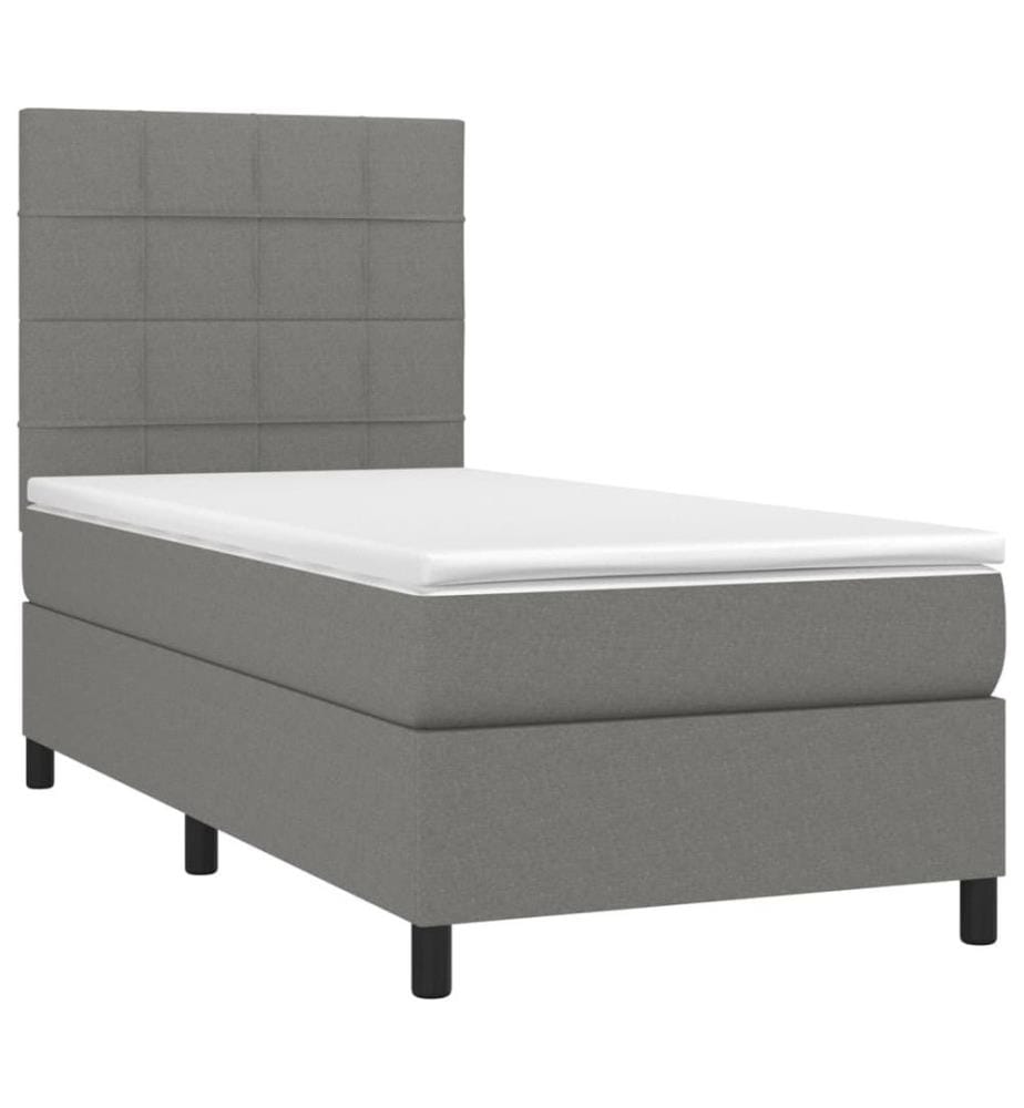 Boxspringbett mit Matratze & LED Dunkelgrau 90x190 cm Stoff