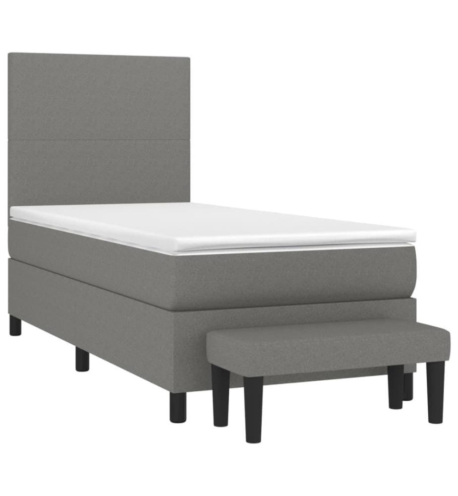 Boxspringbett mit Matratze Dunkelgrau 90x190 cm Stoff