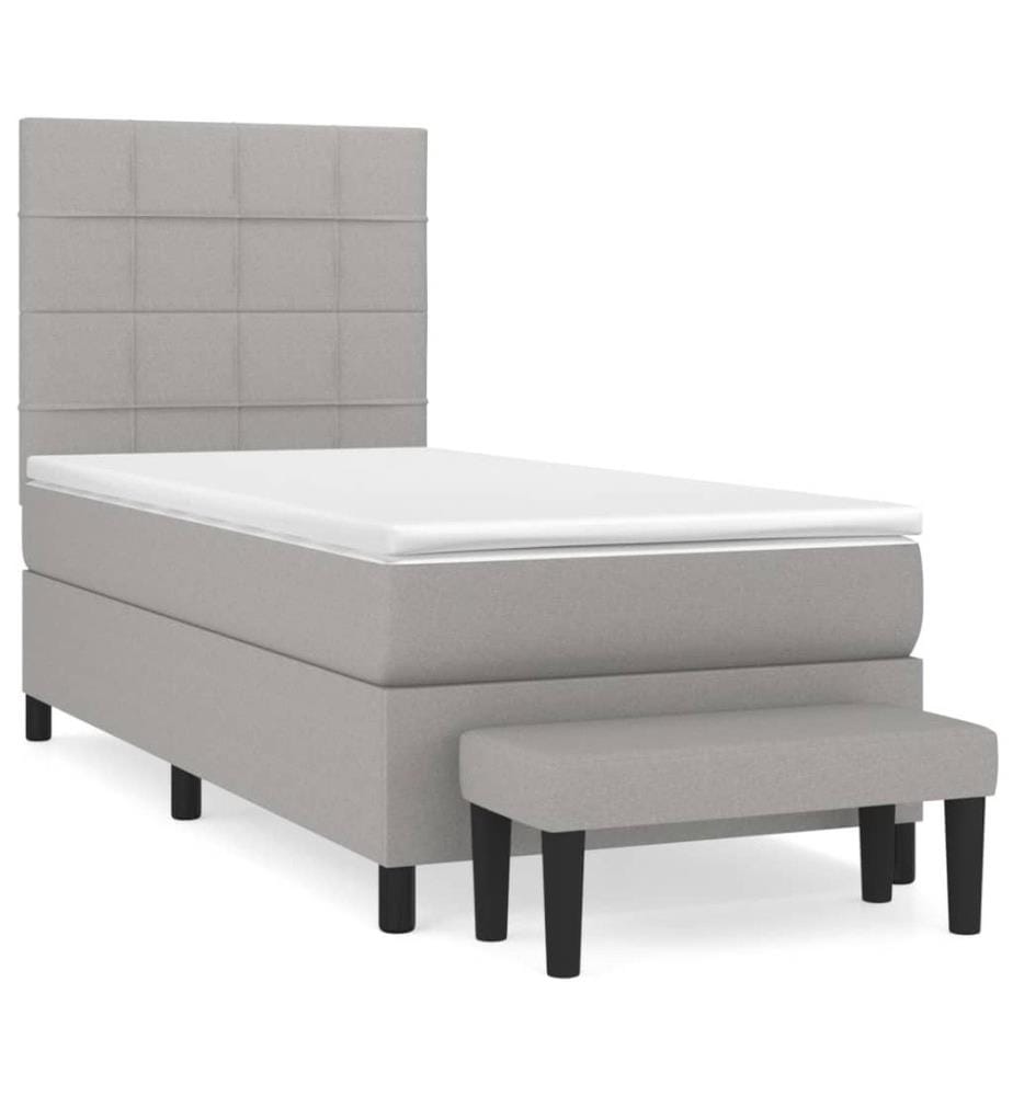 Boxspringbett mit Matratze Hellgrau 90x190 cm Stoff