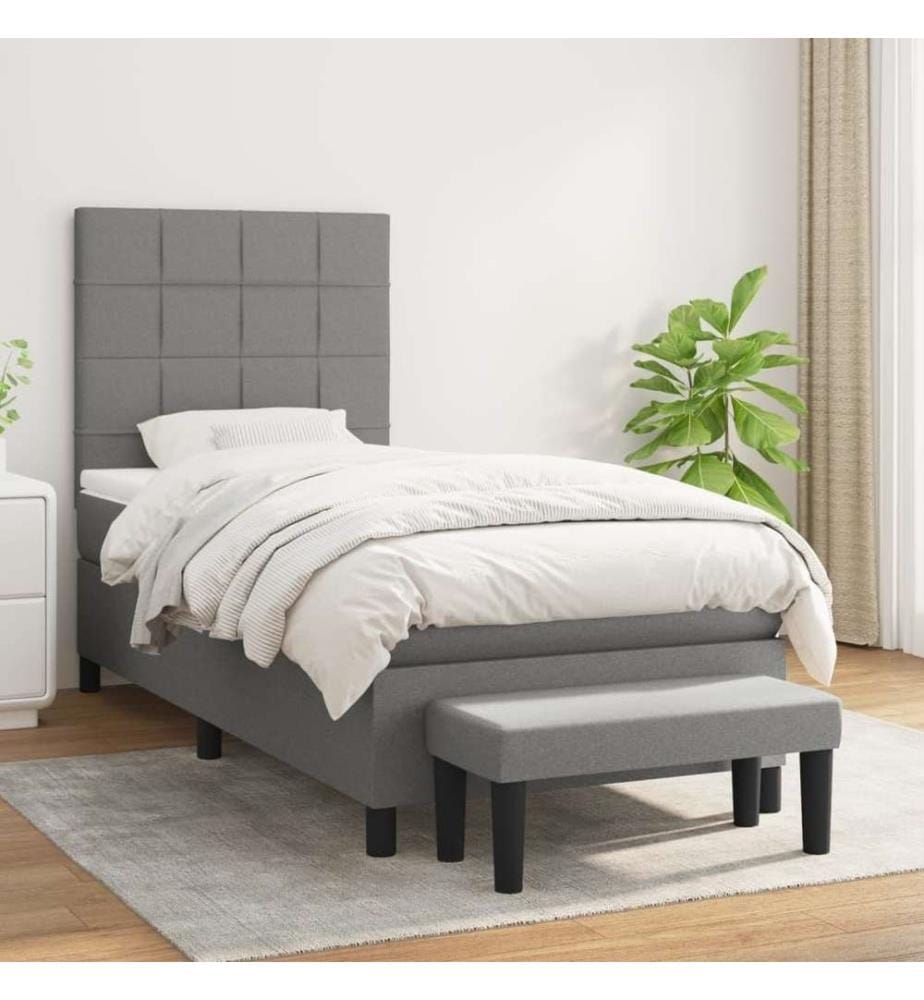 Boxspringbett mit Matratze Dunkelgrau 90x190 cm Stoff
