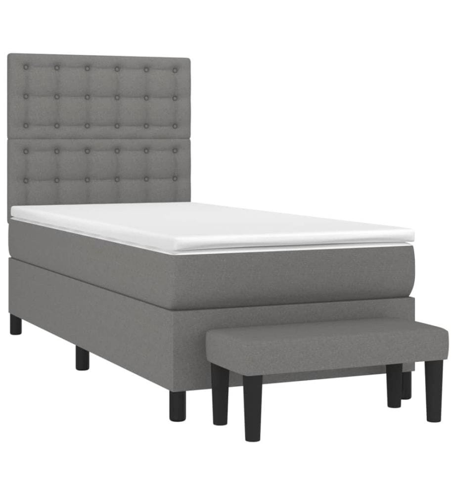 Boxspringbett mit Matratze Dunkelgrau 90x190 cm Stoff