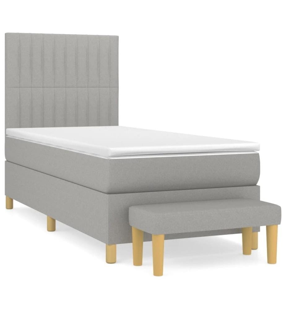 Boxspringbett mit Matratze Hellgrau 90x190 cm Stoff