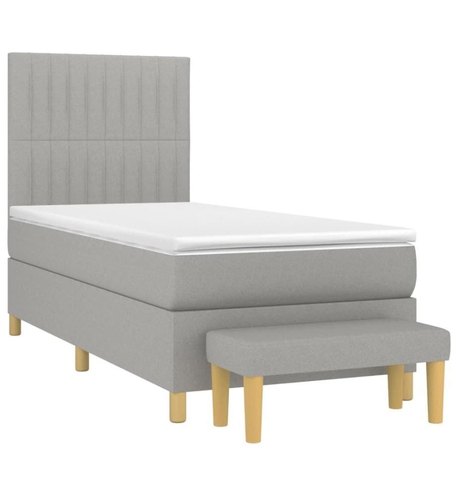 Boxspringbett mit Matratze Hellgrau 90x190 cm Stoff