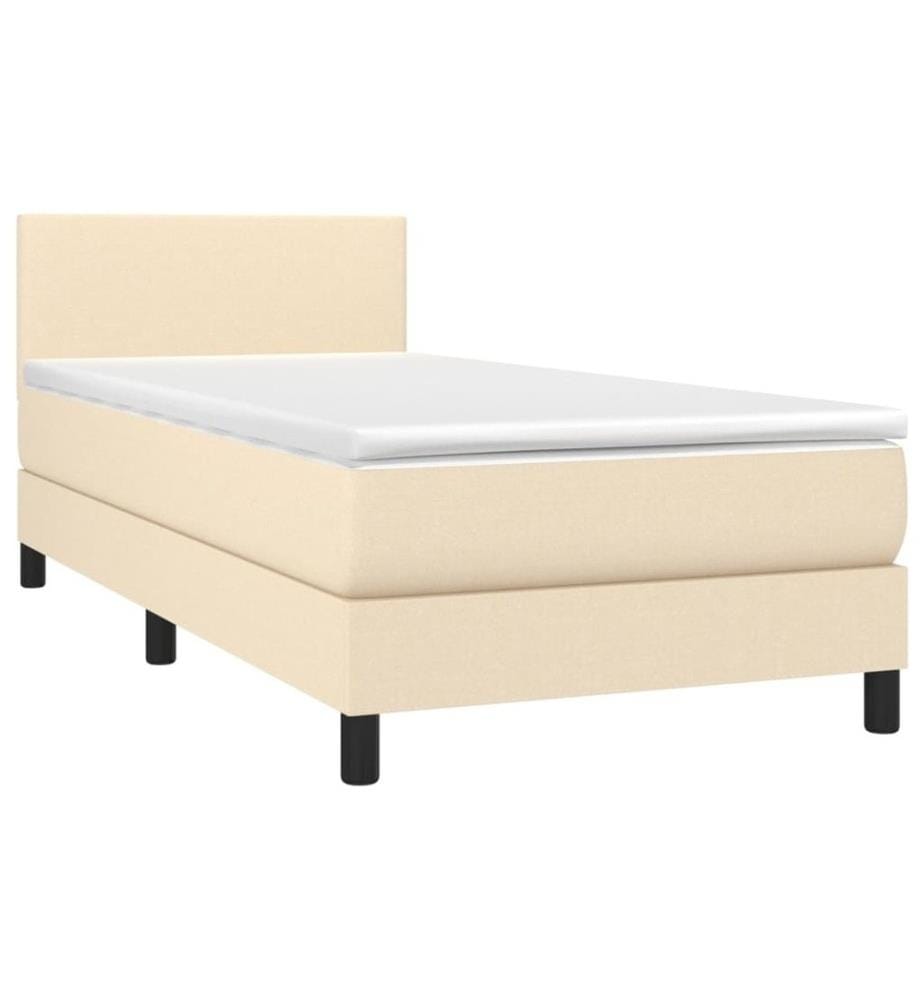 Lit à sommier tapissier et matelas Crème 90x190 cm Tissu