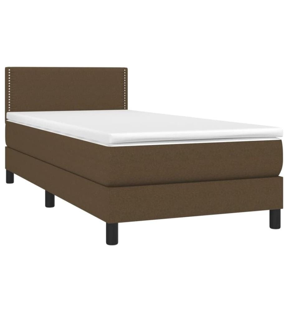 Lit à sommier tapissier avec matelas Marron foncé 90x190 cm