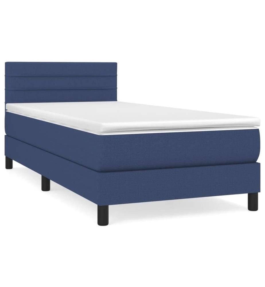 Boxspringbett mit Matratze Blau 80x200 cm Stoff