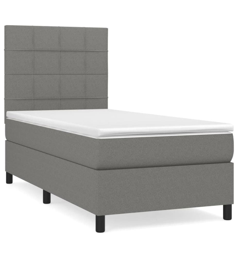 Boxspringbett mit Matratze Dunkelgrau 90x190 cm Stoff