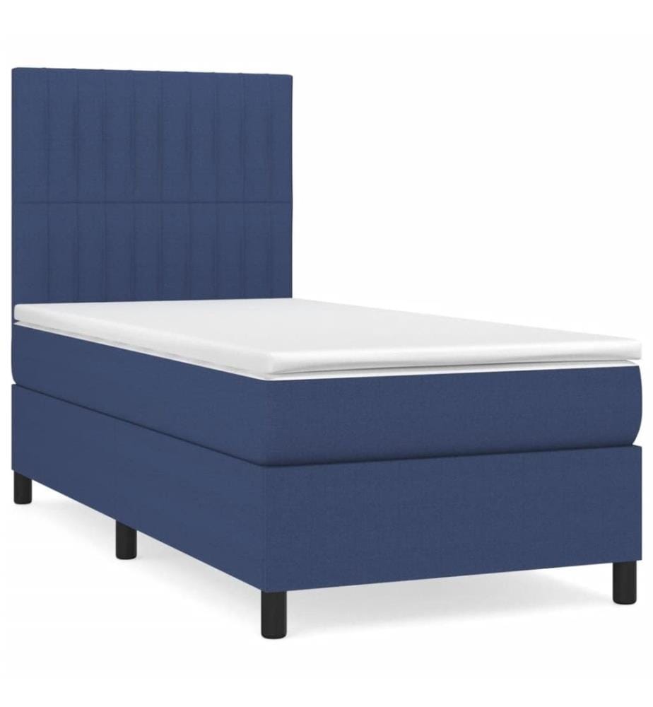 Lit à sommier tapissier avec matelas Bleu 90x190 cm Tissu