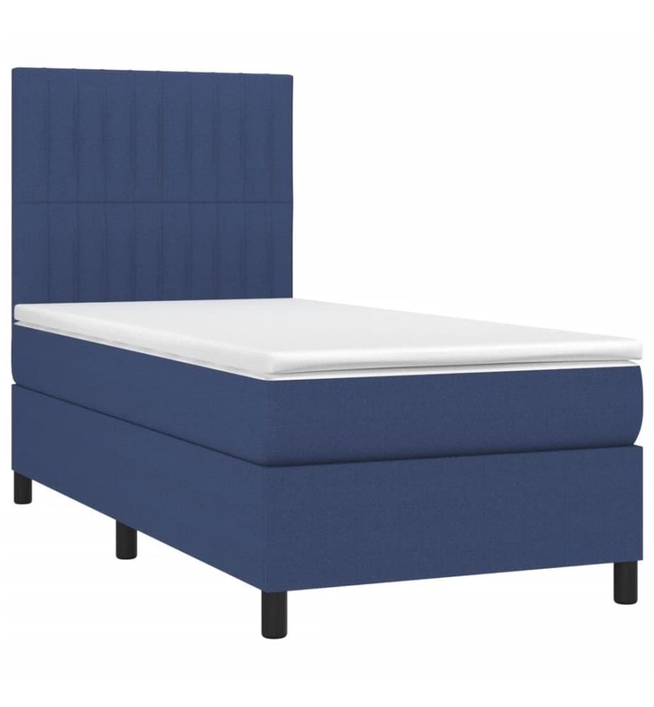 Lit à sommier tapissier avec matelas Bleu 90x190 cm Tissu