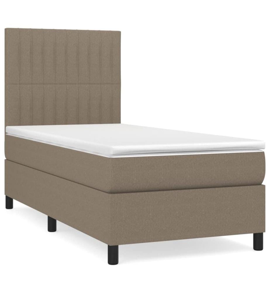 Lit à sommier tapissier avec matelas Taupe 90x190 cm Tissu