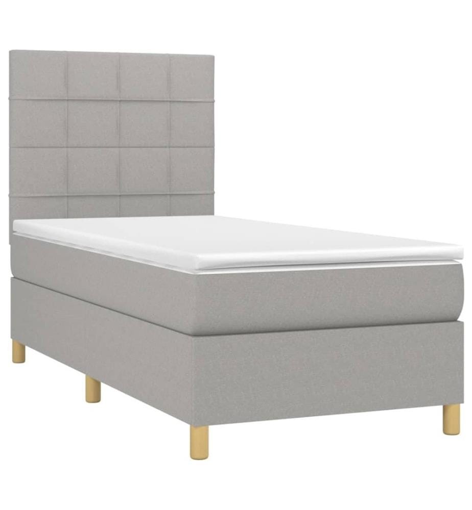 Boxspringbett mit Matratze Hellgrau 90x190 cm Stoff