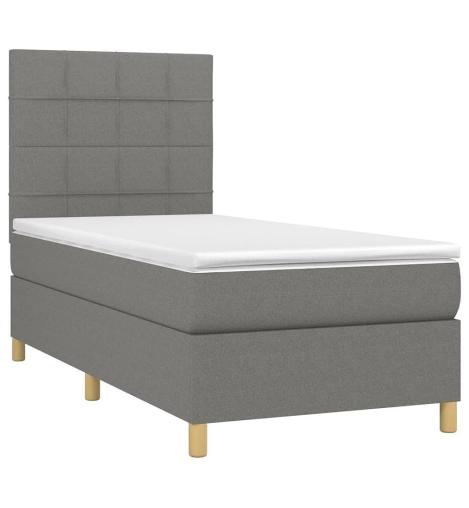 Boxspringbett mit Matratze Dunkelgrau 90x190 cm Stoff
