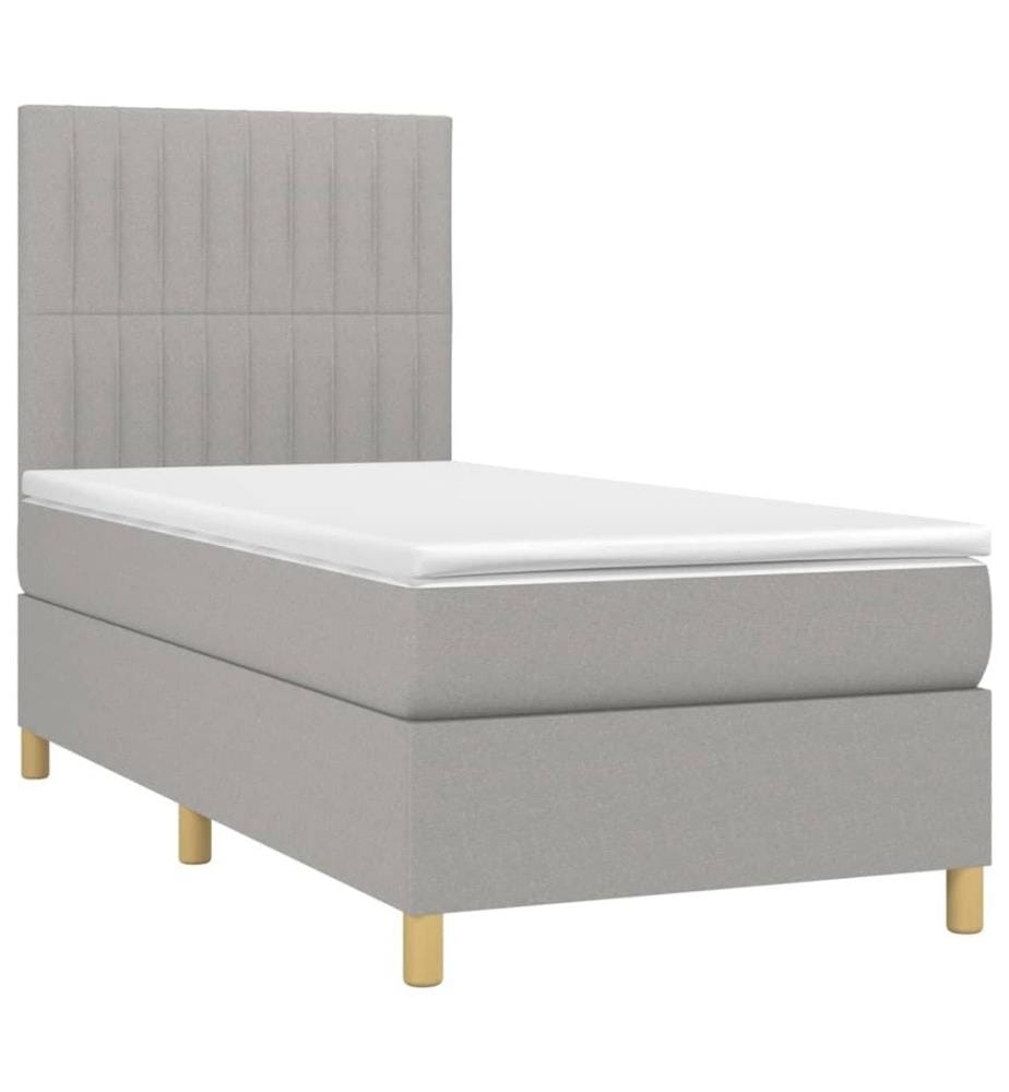 Boxspringbett mit Matratze Hellgrau 90x190 cm Stoff