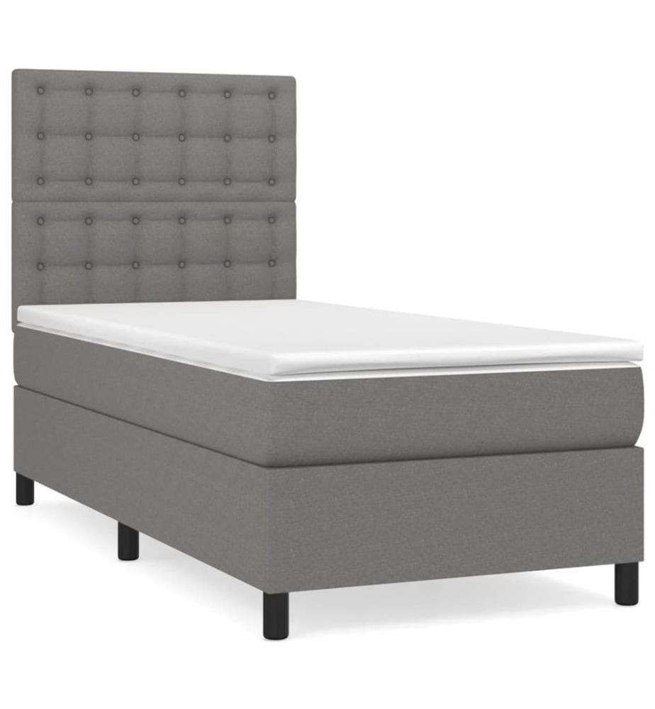 Boxspringbett mit Matratze Dunkelgrau 90x190 cm Stoff