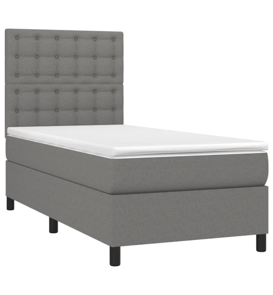 Boxspringbett mit Matratze Dunkelgrau 90x190 cm Stoff