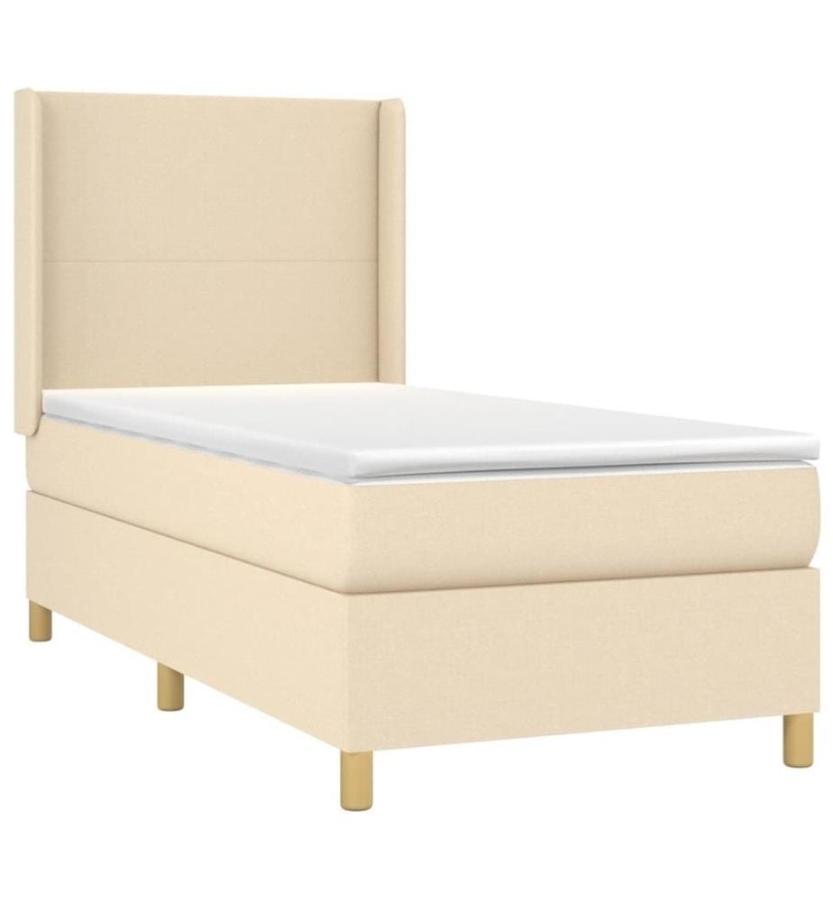Lit à sommier tapissier et matelas Crème 90x190 cm Tissu