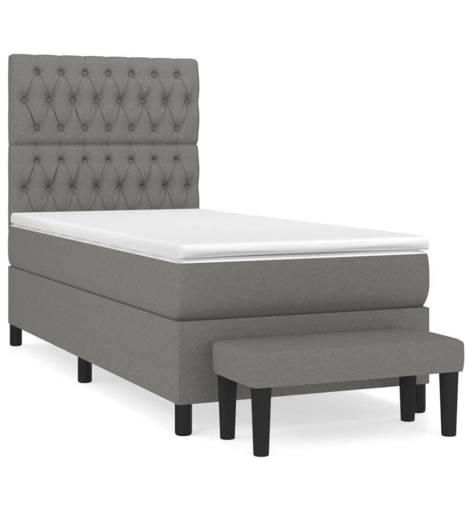 Boxspringbett mit Matratze Dunkelgrau 90x190 cm Stoff