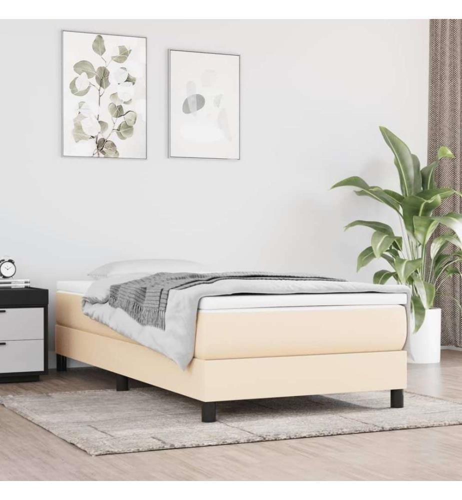 Lit à sommier tapissier et matelas Crème 90x190 cm Tissu