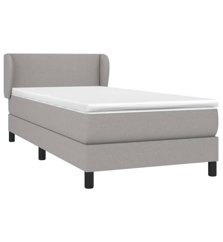Lit à sommier tapissier et matelas Gris clair 90x190 cm Tissu
