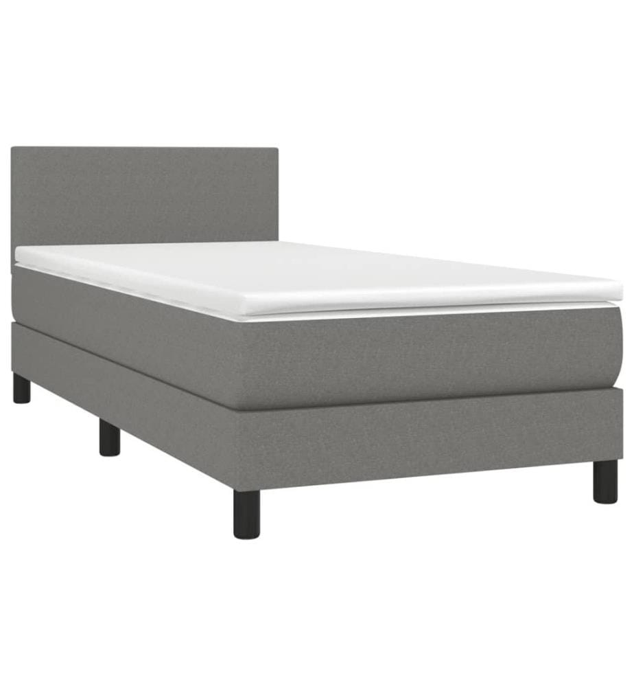 Boxspringbett mit Matratze & LED Dunkelgrau 90x190 cm Stoff