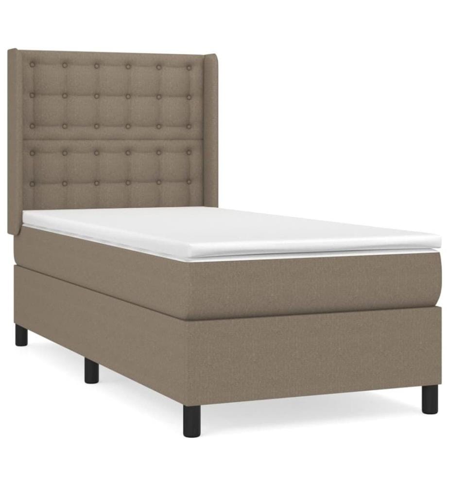 Lit à sommier tapissier avec matelas Taupe 90x190 cm Tissu