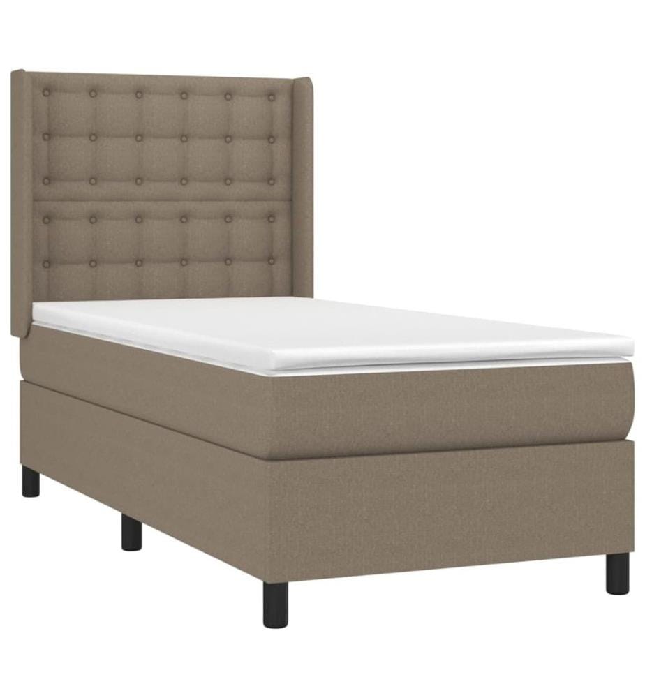 Lit à sommier tapissier avec matelas Taupe 90x190 cm Tissu