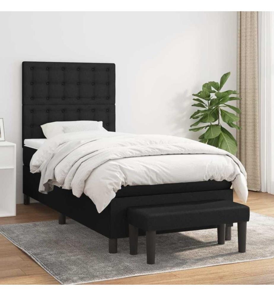 Boxspringbett mit Matratze Schwarz 100x200 cm Stoff