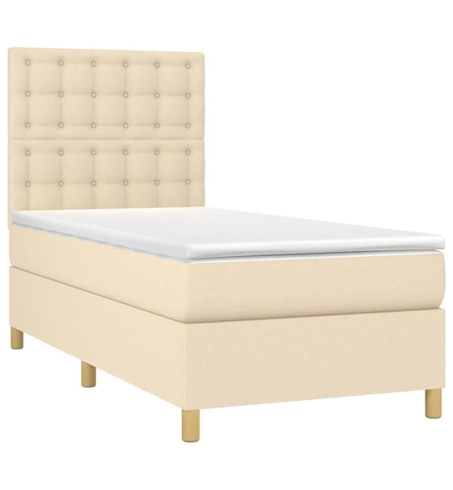 Lit à sommier tapissier avec matelas Crème 90x200 cm Tissu