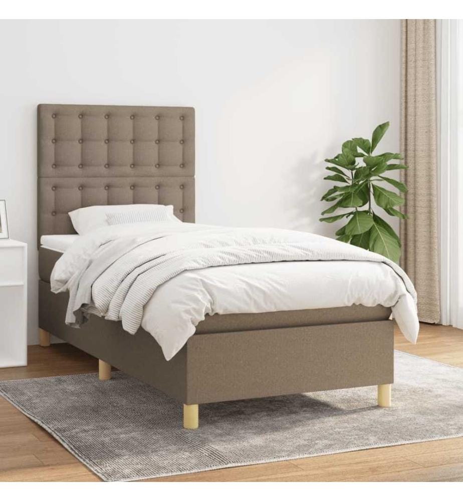 Lit à sommier tapissier avec matelas Taupe 80x200 cm Tissu