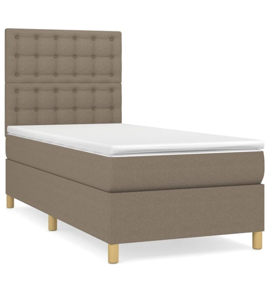 Lit à sommier tapissier avec matelas Taupe 80x200 cm Tissu