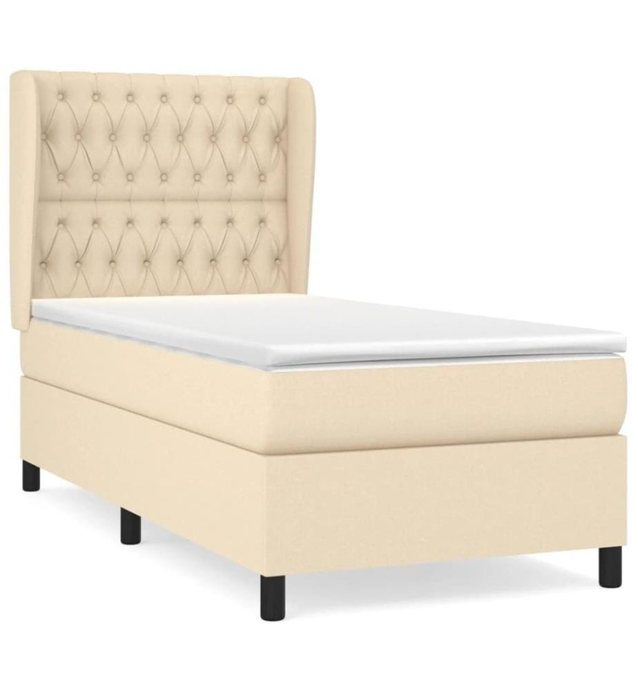 Lit à sommier tapissier avec matelas Crème 90x200 cm Tissu