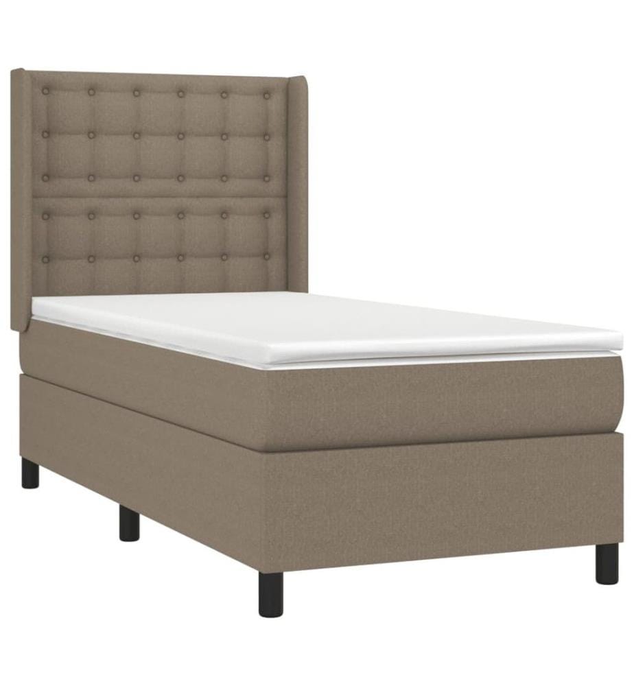 Lit à sommier tapissier avec matelas Taupe 90x200 cm Tissu