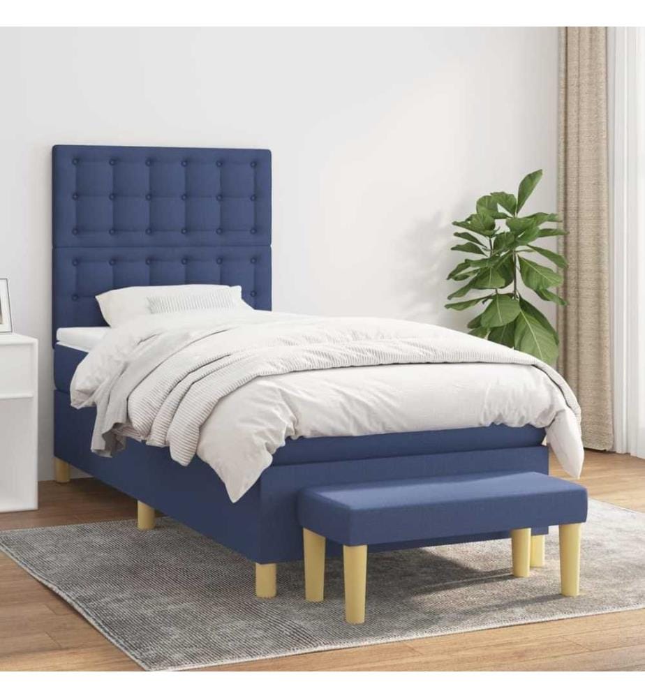 Boxspringbett mit Matratze Blau 80x200 cm Stoff