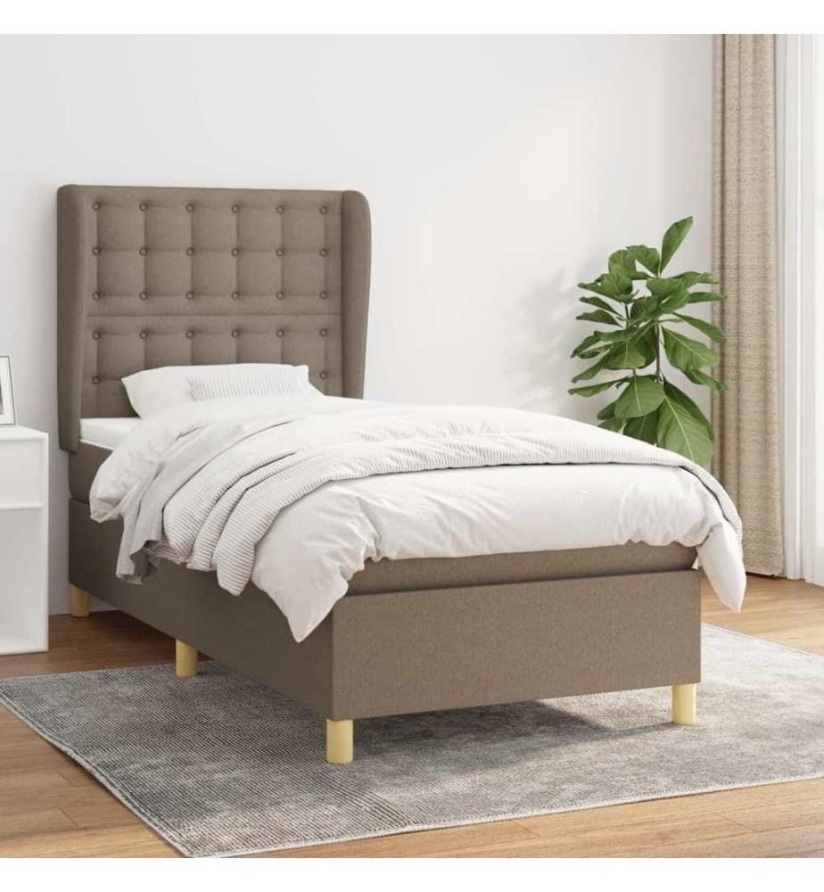 Boxspringbett mit Matratze Taupe 90x200 cm Stoff
