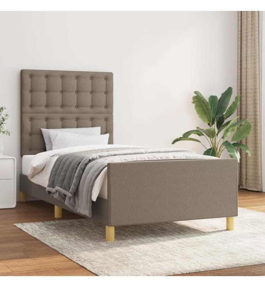 Bettgestell mit Kopfteil Taupe 100x200 cm Stoff