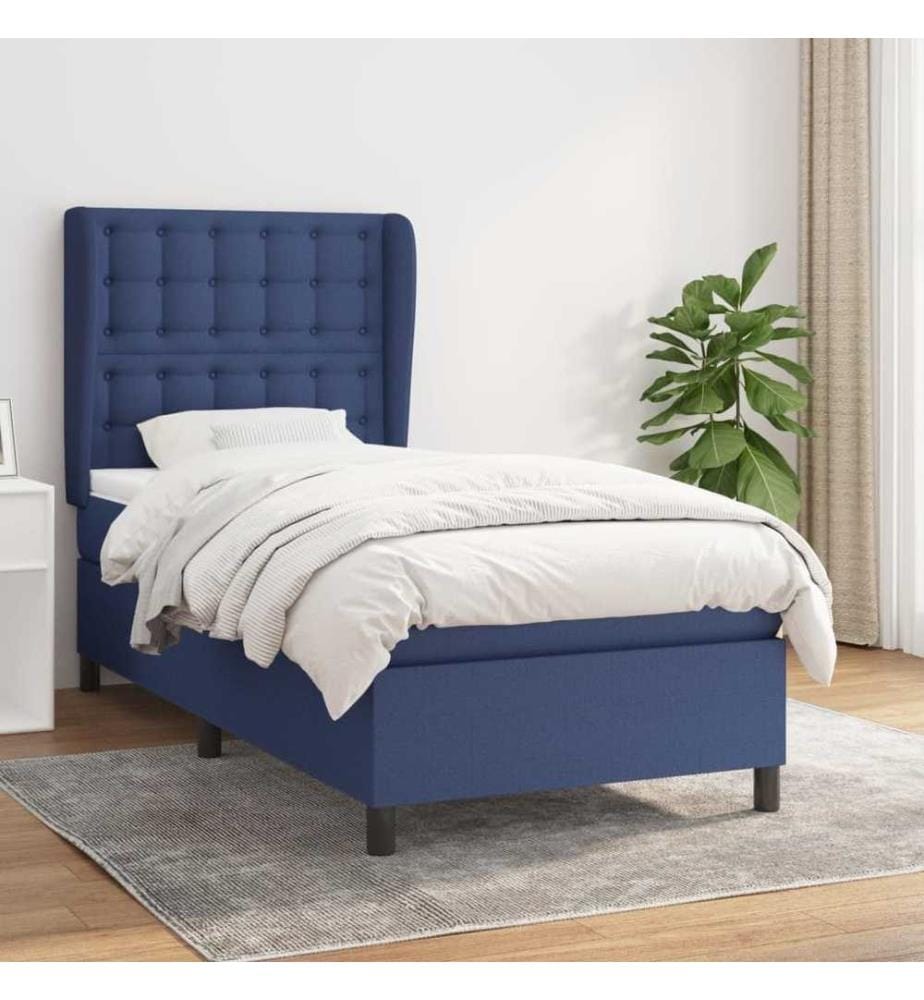 Boxspringbett mit Matratze Blau 80x200 cm Stoff