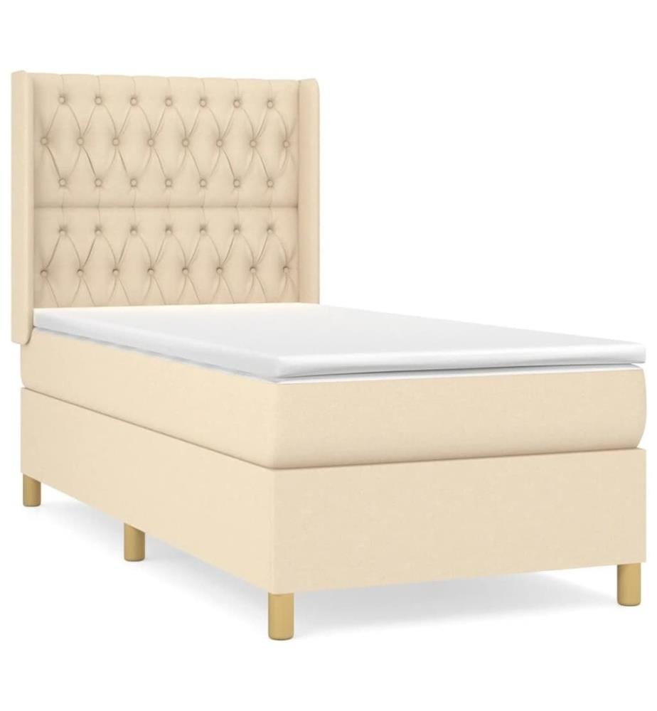 Boxspringbett mit Matratze Creme 90x190 cm Stoff