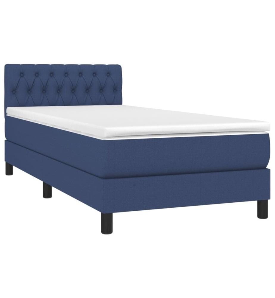 Sommier tapissier avec matelas et LED Bleu 90x190 cm Tissu