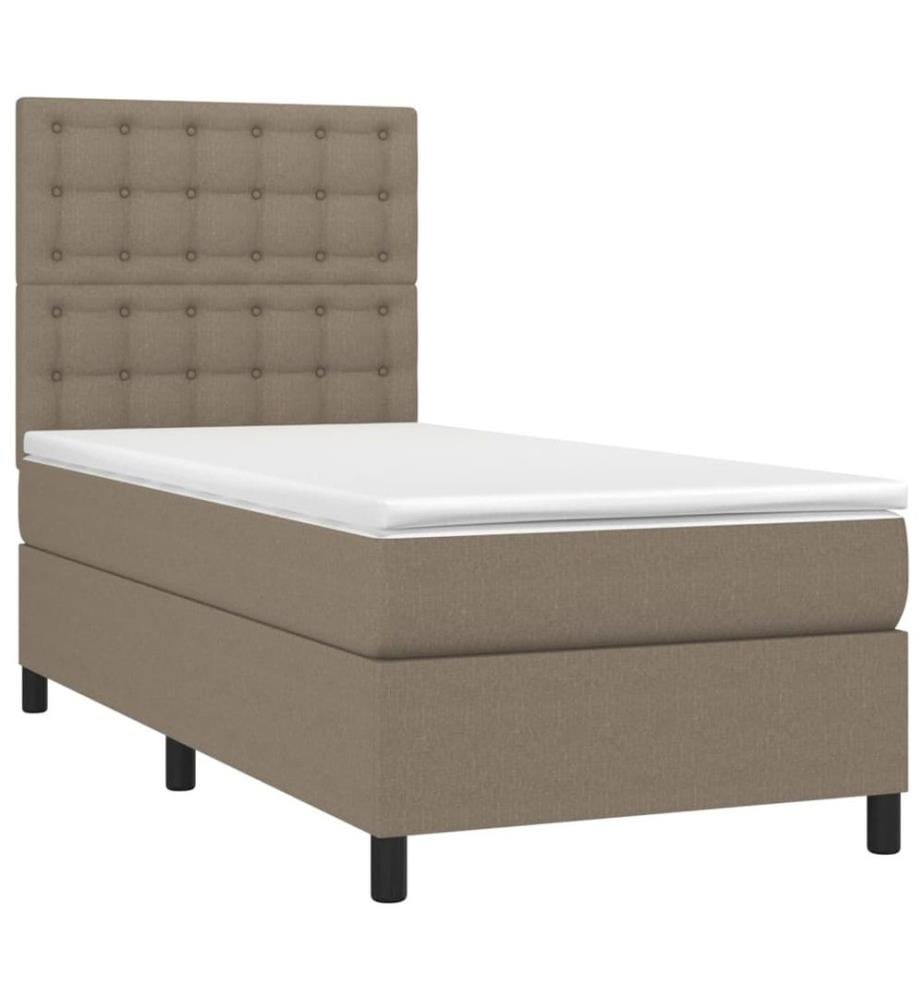 Sommier tapissier avec matelas et LED Taupe 90x200 cm Tissu