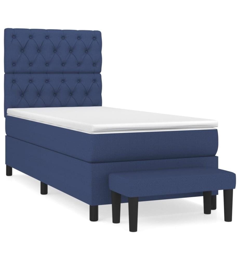 Boxspringbett mit Matratze Blau 80x200 cm Stoff