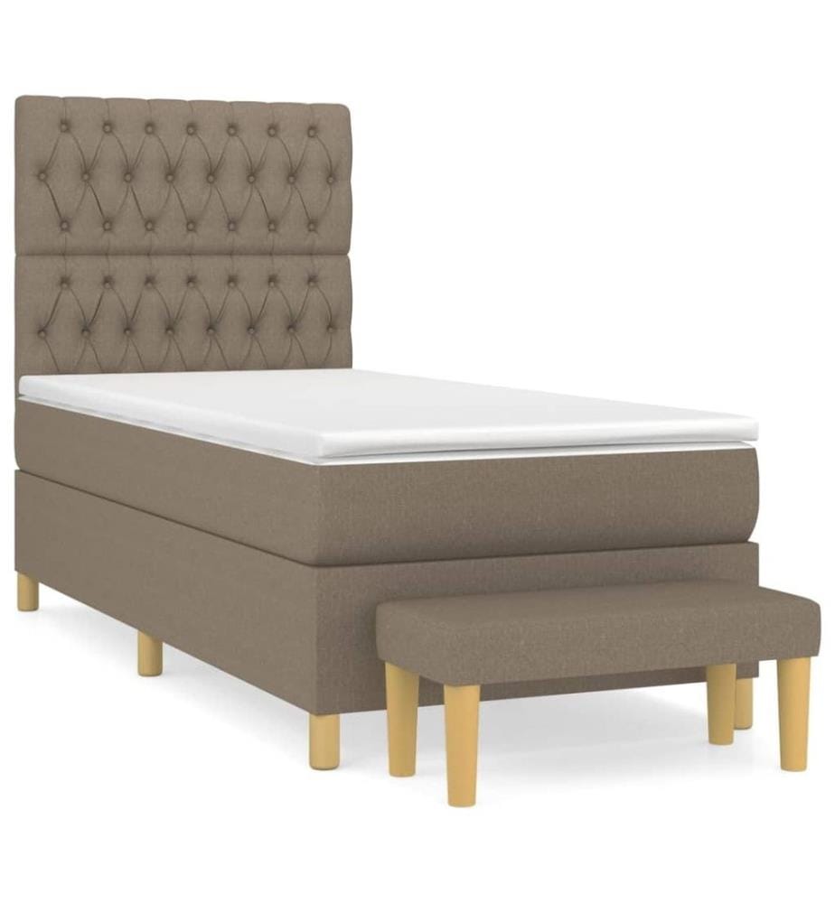 Lit à sommier tapissier avec matelas Taupe 90x200 cm Tissu