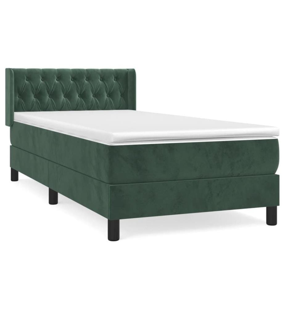 Boxspringbett mit Matratze Dunkelgrün 100x200 cm Samt