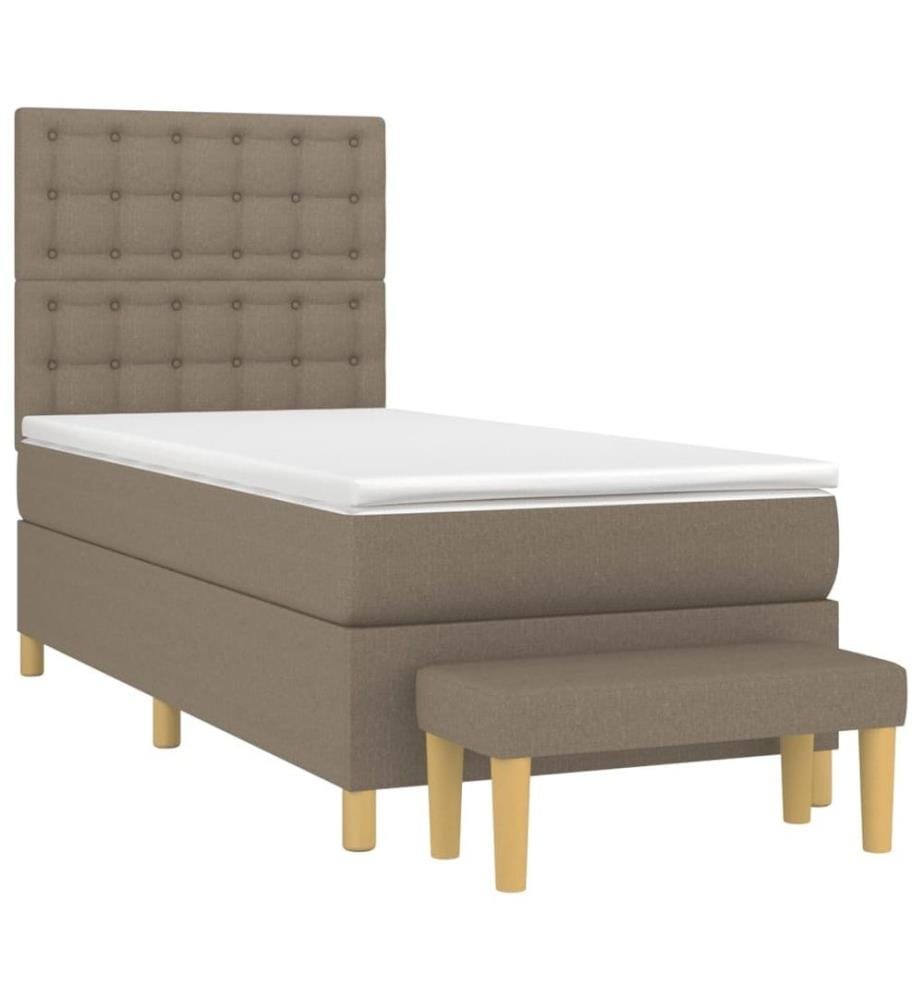 Lit à sommier tapissier avec matelas Taupe 80x200 cm Tissu