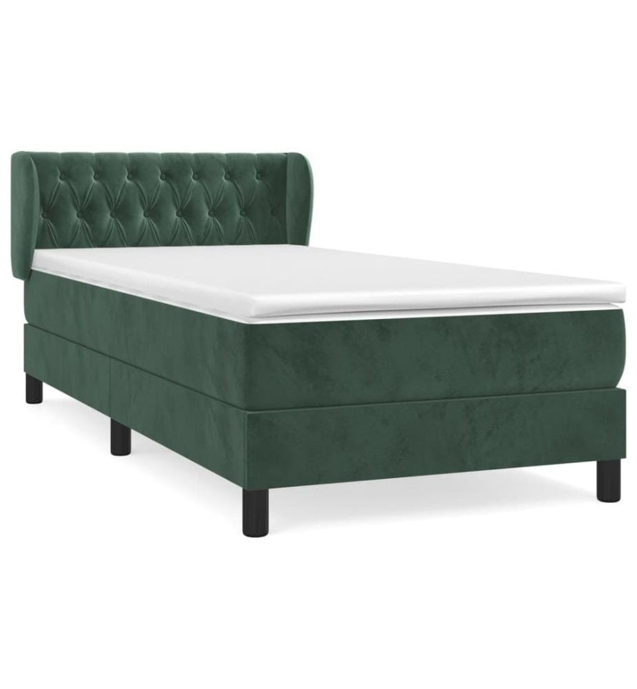 Boxspringbett mit Matratze Dunkelgrün 100x200 cm Samt