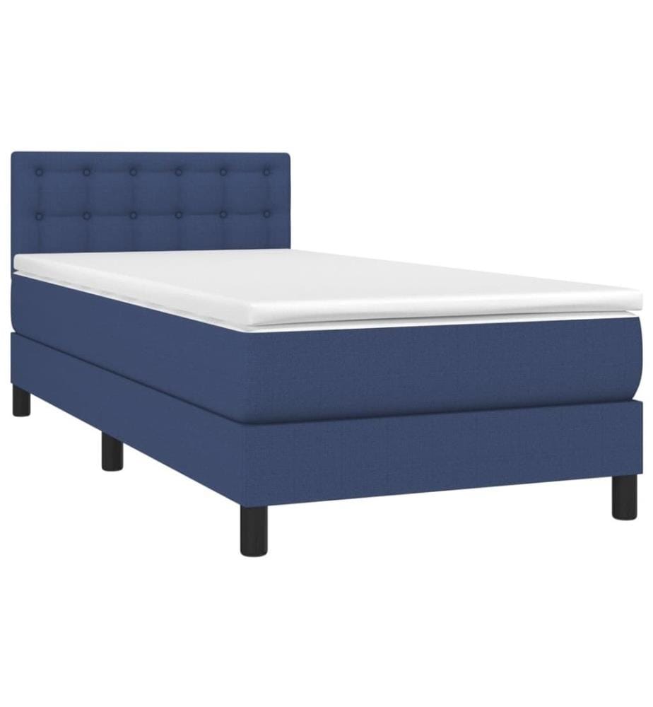 Lit à sommier tapissier avec matelas Bleu 90x190 cm Tissu