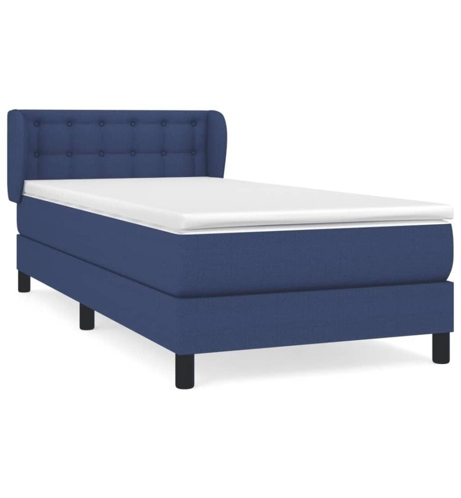 Lit à sommier tapissier avec matelas Bleu 90x190 cm Tissu